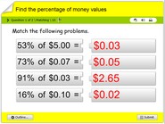 Find the percentage of money values